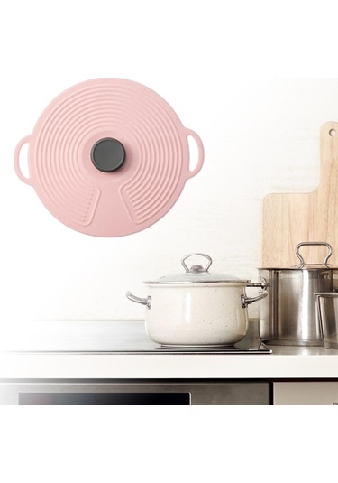 Suntek Isıya Dayanıklı Silikon Tencere Kapağı, Pembe-15.3cm Pembe 15.3cm