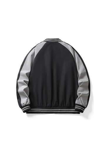 Erkek İlkbahar Ve Sonbahar Renk Bloklu Ceket - Siyah