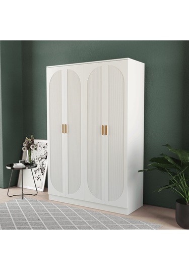 Soho 4 Kapaklı Eko Bazalı Gardırop - Mdf Kapak Beyaz