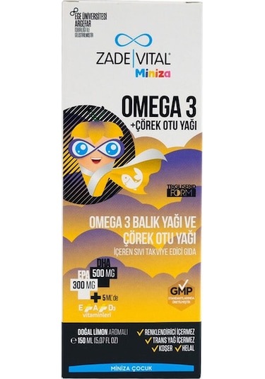 Zade Vital Miniza Omega 3 Ve Çörek Otu Yağı 150 Ml