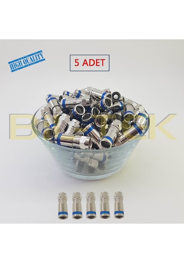 Digitürk Rg6 Sıkmalı F Konnektör - 5 Adet