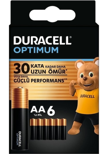 Duracell LR6/MN1500 Optimum AA Alkalin Kalem Piller 1.5 V 6’lı Paket