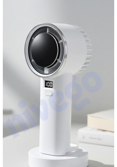 Lcd Göstergeli 1200mah Şarj Edilebilir Bataryalı Taşınabilir Mini Fan Vantilatör Pervane