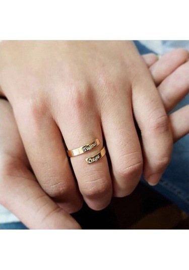 Ince 2 Iki Isimli Kişiye Özel Gümüş Yüzük