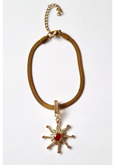 Ajda Bilezik Uyumlu Güneş Çelik Charm Altın