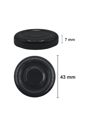 Afracam 40 Ml Metal Kapaklı Şeffaf Cam Kavanoz 25 Adet Siyah