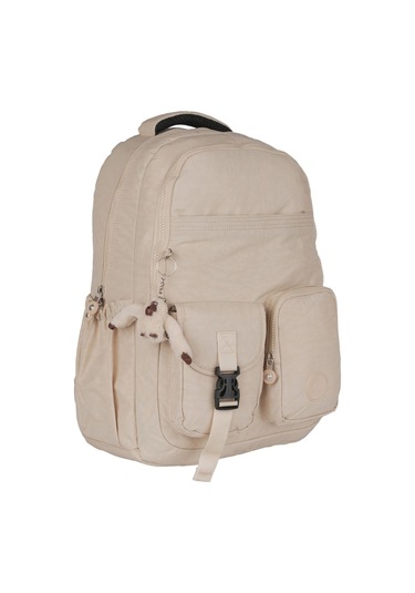 Relaxion Suya Dayanıklı Klinkır Kumaş 9 Bölmeli Geniş Hacimli Okul Günlük Spor Seyahat Sırt Çantası Krem