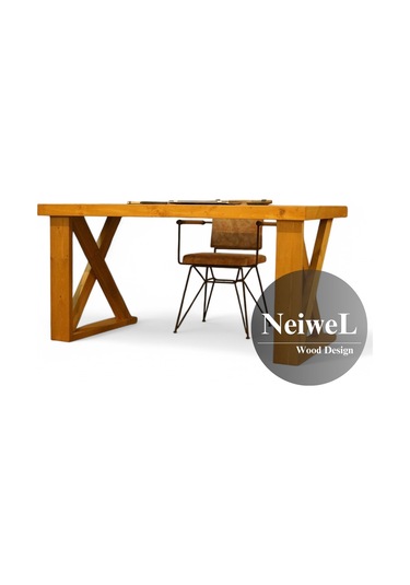Neiwel Wood Doğal Ahşap Çalışma Ve Ofis Masası-80cm-220cm Açık Ceviz