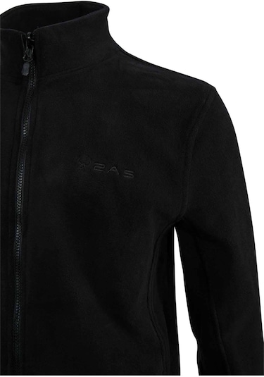 2as Saka Tam Fermuarlı Erkek Polar Sweatshirt Siyah 001