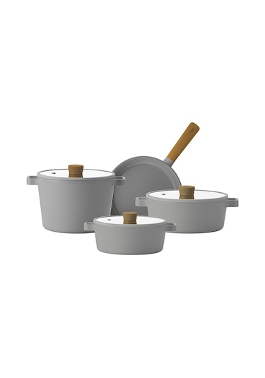 Neoflam Fika Gri Tencere Ve Tava Seti 7 Parça