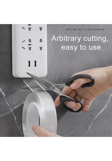 Genişlik Çift Taraflı Bant Şeffaf Su Geçirmez Yeniden Kullanılabilir Nano Bant Güçlü Yapışkan Tutkal Araba Süs Mutfak Banyo 1 Meter&30mm