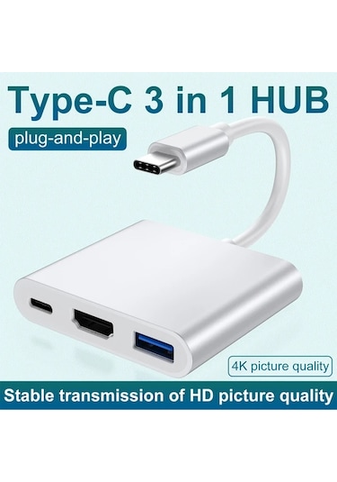 Xuweiwei Simli Usb C Den Hdtv Adaptörü 4k 100w Pd Usb 3 0 Portlu Dijital Av Dönüştürücü Macbook İpad İphone Uyumlu 15 Tabletler İçin