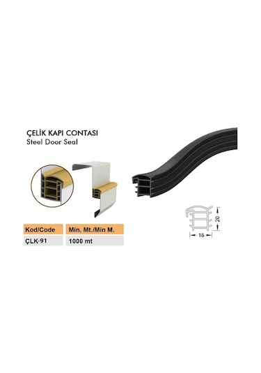 Çelik Kapı Fitili - Contası / Çelik Kapı Kasa Fitili / Çlk-91-Siyah-6 Metre