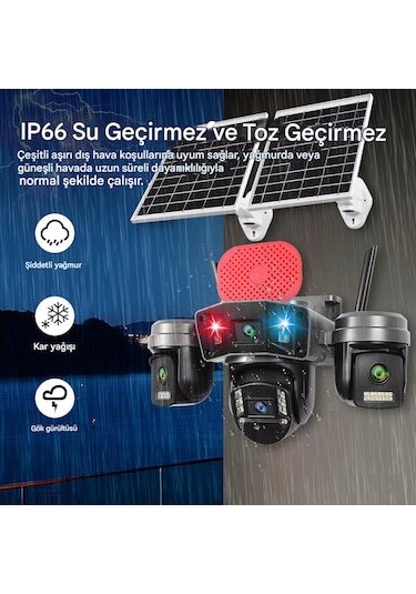 O-kam Ok336 Premium Serisi 12mp 4 Kameralı 4g Çift Solar Panel Gece Görüş 1 Yıl +128gb Hafıza