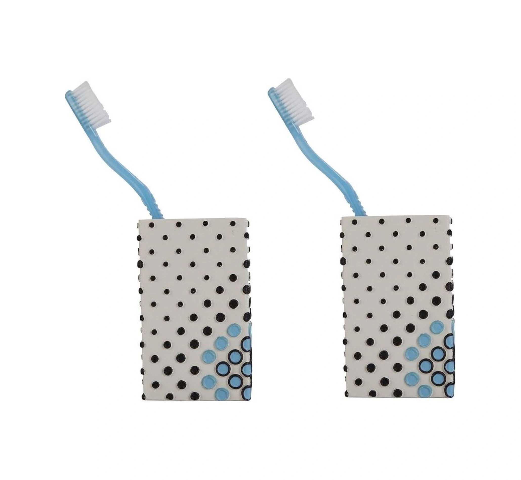 2 Adet Diş Fırçalık Ve Macunluk Puanlı Poliresin 6x6x10cm 200ml Banyo Seti Çok Renkli