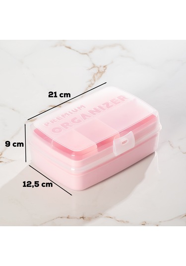 Porsima 1192-2 Premium 12 Bölmeli Çok Amaçlı Organizer Saklama Ka Pembe