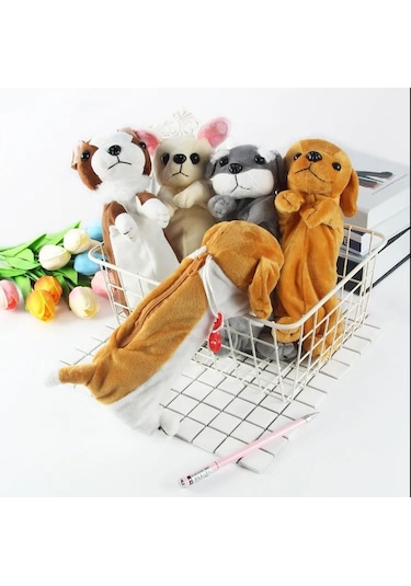 Hqgoodstore Yeni İlkokul Öğrencisi Kore Çizgi Film Köpek Peluş Büyük Kapasiteli Kalem Saklama Çantası Sınır Çoban
