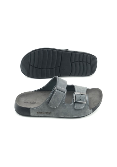 Gezer Naturela Comfort Erkek Yazlık Rahat Taban Suni Deri Tek Cırt Cırtlı Tek Tokalı Ayarlanabilir G Füme