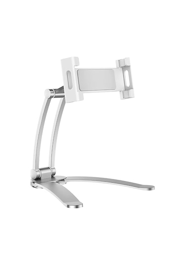 Mufunye Alüminyum Masaüstü/duvar Tipi Tablet Tutucu - 5-12.9 İnç İpad/smartphone Uyumlu, 360 Açı Ayarlı, Silver