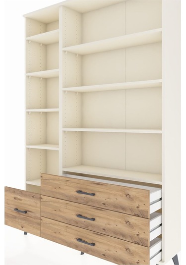 Arges Dolap 9 Raflı 4 Çekmeceli 132x30x195 Aytaşı-aytaşı/çam Aytaşı