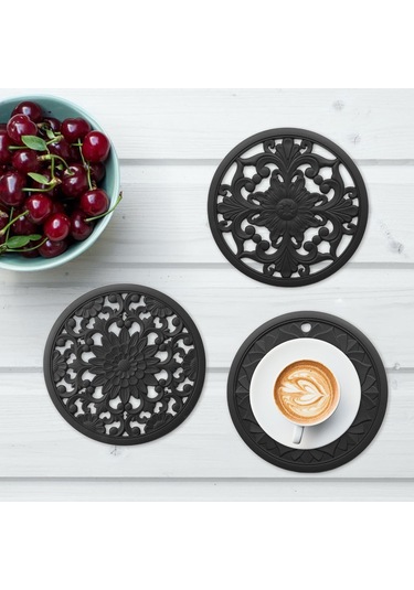 Suntek Magideal 3/set Isı Yalıtımlı Silikon Sıcak Pedler Tezgah Siyah