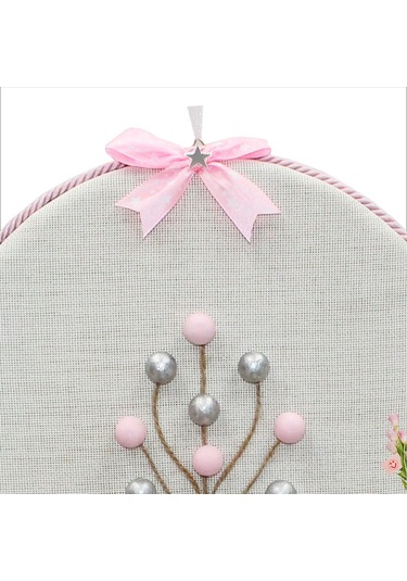 Süslebabypartystore Fil Temalı Ahşap Pano 35Cm Kapı Süsü - Pembe