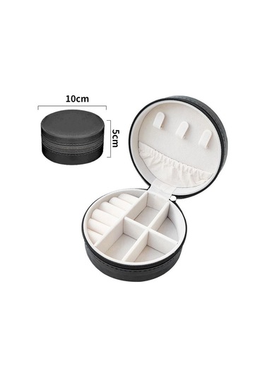 Chavin Siyah Deri Seyahat Yüzük Küpe Kolye Takı Kutusu St1-68sy