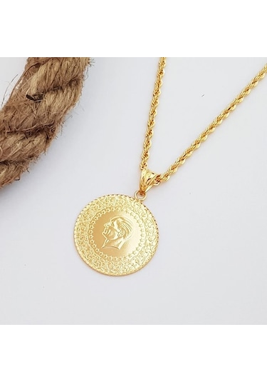 Ideal Sarraf 22 Ayar Cumhuriyet Altın 14 Ayar Halat Zincir Kolye
