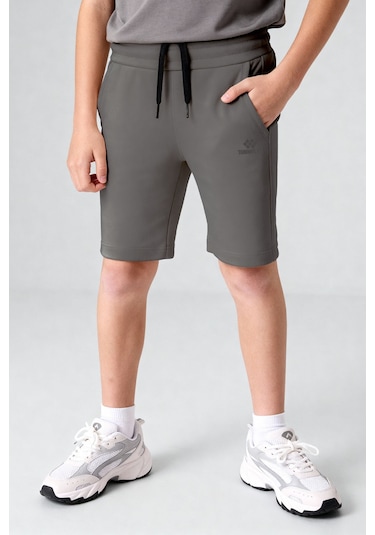 Tommylife Koyu Gri Standart Fit Basic Performans Erkek Çocuk Şort - 11303 Koyu Gri