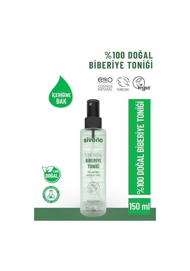Siveno %100 Doğal Biberiye Suyu Saç Dökülmesi Karşıtı ve Hızlı Saç Uzatma Etkili Saç Toniği 150 ML