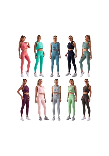 Skycity Kadınlar İçin 2 Parça Dikişsiz Yoga Seti: Esnek, Rahat Ve Nefes Alabilir Spor Kıyafeti Mavi