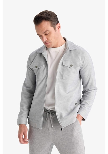 Defacto - Slım Fıt Polo Yaka Mont D7533AX25SP Gri
