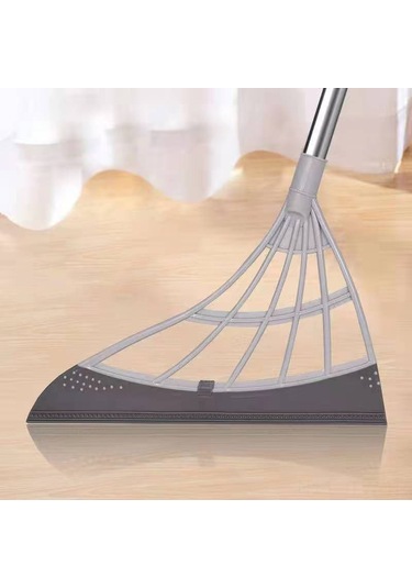 Tenfowee Ev İçin Silikon Broom - Su Silebilir, Temizleyebilir, Uzatılabilir Gövde İle Ev Temizliği Aracı Gri