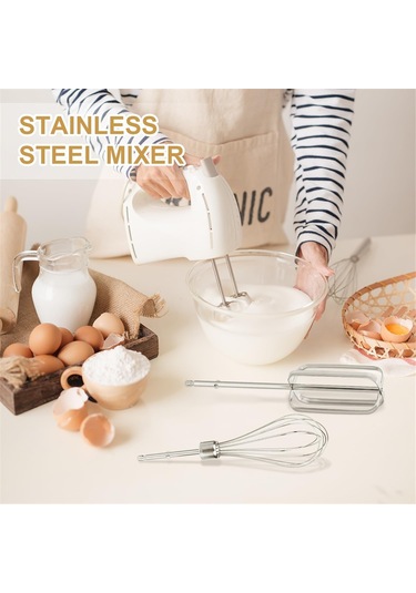 El Mikseri Çırpıcı Ek Parçaları Seti, Paslanmaz Çelik El Mikseri Gümüş