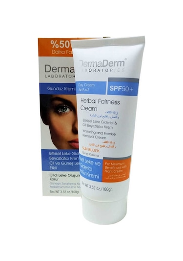 Dermaderm Bitkisel Cilt Beyazlatıcı  SPF 50+ Gündüz Leke Bakım Kremi 100 G