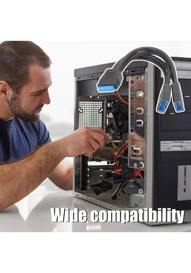 Flybuy 21cm Usb3.0 Anakart 19 Pin Bire İki Uzatma Kablo, Yüksek Hızlı Bağlantı, Dayanıklı