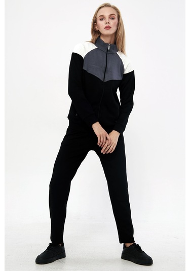 Trendhill Kadın Siyah Modal Scuba Eşofman Takım Edy5543s Siyah