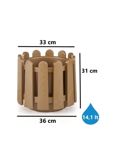Omnipazar So-is04 İstanbul Dekoratif Yuvarlak Saksı 14,1 Lt No 4 Mocha
