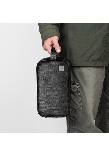 Wiwu Salem Serisi Parmak İzi Kilitli Çok Fonksiyonlu Taşınabilir Mobil Aksesuar Çantası Siyah Siyah