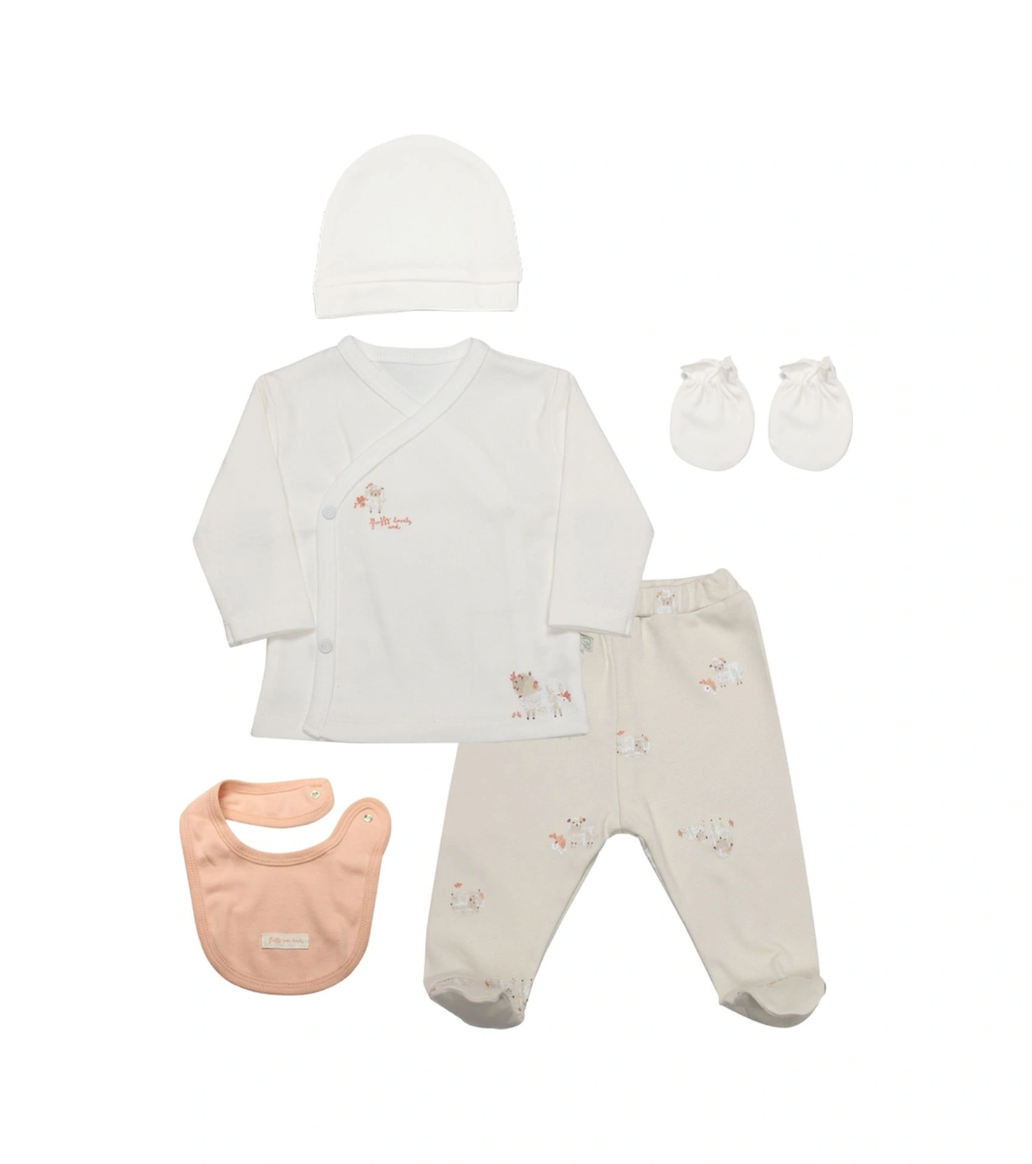 Bistyle Organik 5'li Hastane Çıkışı Fluffy And Lovely Bej-somon-ekru