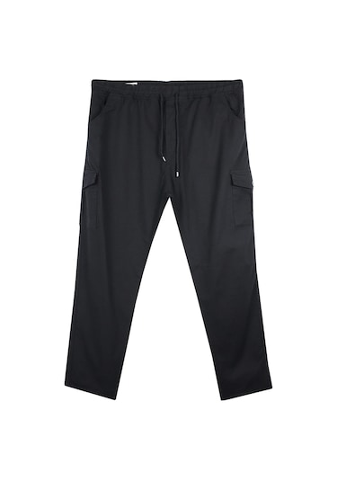 Kargo Cepli 100 Kilo-180 Kilo Arası Için Uygun Erkek Büyük Beden Gabardin Pantolon Siyah