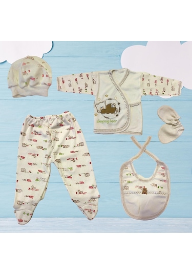 5li Ayıcıklı Hastane Çıkış Seti Ekru