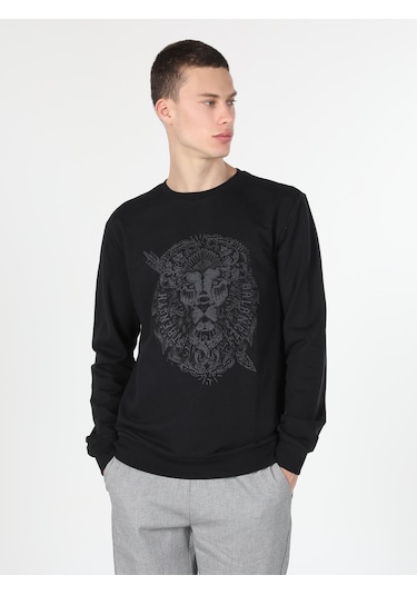 Colin's Colins Regular Fit Baskılı Siyah Erkek Sweatshirt 001
