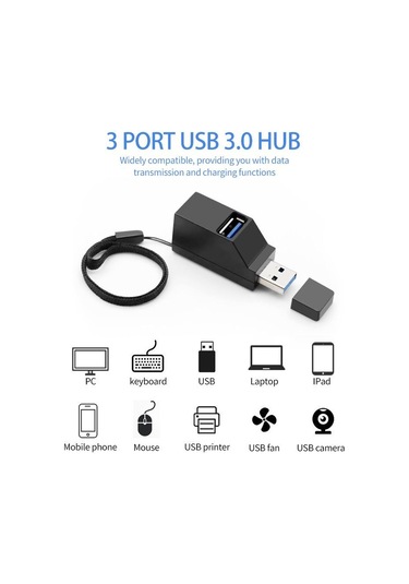 Fonken 3 Port Usb 3.0 Hub Genişletici Pc Dizüstü Bilgisayarlar İçin Usb 2.0 Splitter 3 Yollu Şarj Cih Otg U Disk USB Aks. 56464029
