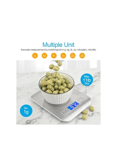 Gıda Mutfak Terazisi, Dijital Gıda Terazisi, Ağırlık Terazisi, Dijital Terazi Gümüş
