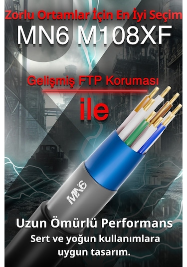 Mn6 M108xf 50 Metre Internet Kablosu/ftp 0.60mm-cat6 Iki Kat Korumalı-iç Dış Mekan-50 M Ethernet Kablosu