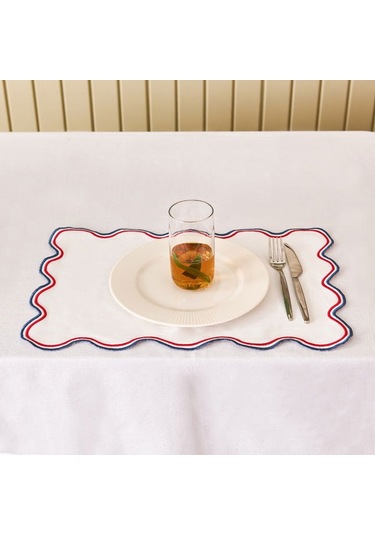 Evidea Soft Nonna Amerikan Servis - Mavi / Kırmızı - 30x50 Cm Mavi / Kırmızı Mavi - Kırmızı