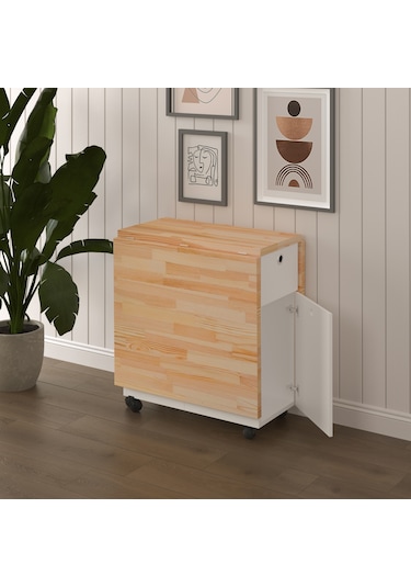 Masif Ahşap Tablalı Katlanır Masa Çalışma Yemek Mutfak Masası Çam