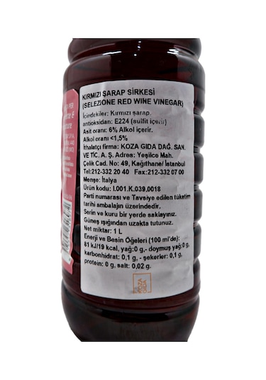Acetum Kırmızı Şarap Sirkesi 1 L