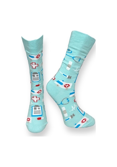 3'lü Unısex Sağlık Temalı Esnek Nem Alabilen Pamuklu Spor Soket Çoraplar Çok Renkli